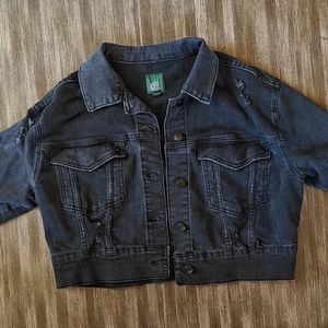 Washed black grunge denim jacket